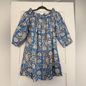 NWT Holly Shae Designs Coastal Blue Toile Off-The-Shoulder Ruffle Top, Large